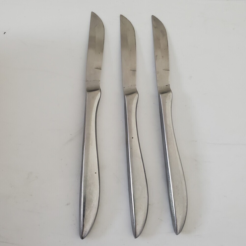 Vintage Stainless Steel Steak Knives Set of 3 Serrated Made in Japan Flatware - Picture 1 of 5